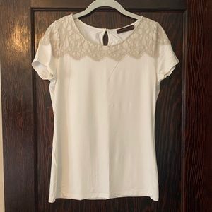 The Limited cream t-shirt with lace